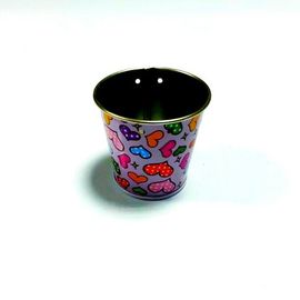 중국 향미료/팝콘을 위한 손잡이를 가진 귀여운 그려진 금속 주석 물통 협력 업체