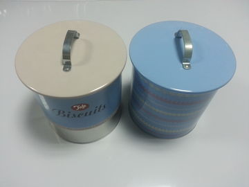 중국 뚜껑, 간격 0.25mm에 손잡이를 가진 그려진 금속 주석 과자 콘테이너 협력 업체