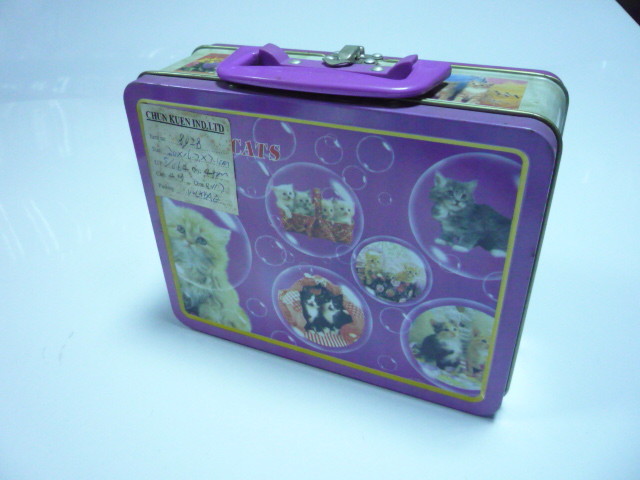 다채로운 금속 주석 도시락, 생철판 덮개 경첩 사각 주석 상자