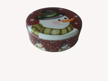 2017년 XMAS 둥근 주석 과자 콘테이너, 직경 200mm의 고도 80mm, 안쪽으로 금 색깔 협력 업체