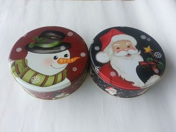 2017년 XMAS 둥근 주석 과자 콘테이너, 직경 200mm의 고도 80mm, 안쪽으로 금 색깔 협력 업체