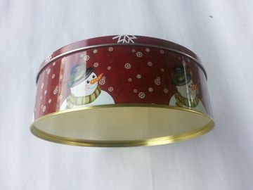 2017년 XMAS 둥근 주석 과자 콘테이너, 직경 200mm의 고도 80mm, 안쪽으로 금 색깔 협력 업체