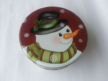 2017년 XMAS 둥근 주석 과자 콘테이너, 직경 200mm의 고도 80mm, 안쪽으로 금 색깔 협력 업체